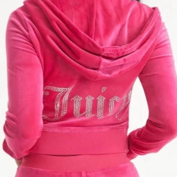JUICY COUTURE VELOUR BLING Y2K TRACKSUIT HOODIE & SHORTS SIZE MEDIUM NWT - Picture 6 of 14